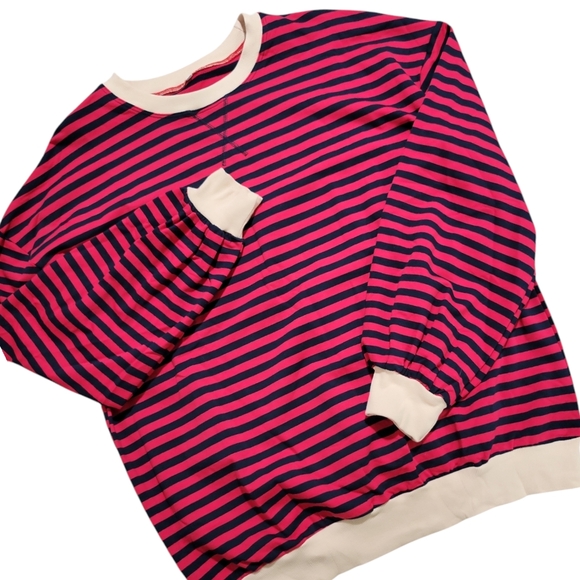 Women's Striped Oversized Crewneck Sweatshirt Size M Amazon Y2K Colorblock NWOT - Picture 4 of 13